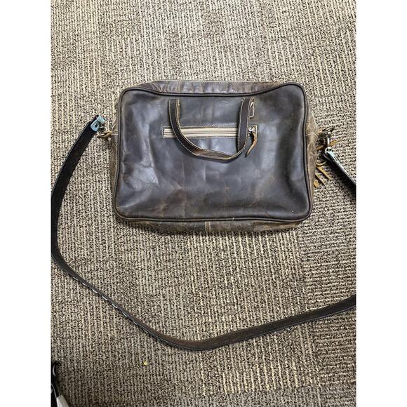 Myra Bag Messenger Bag Womens Brown Leather Animal Print Cowhide Western Style - Picture 4 of 7